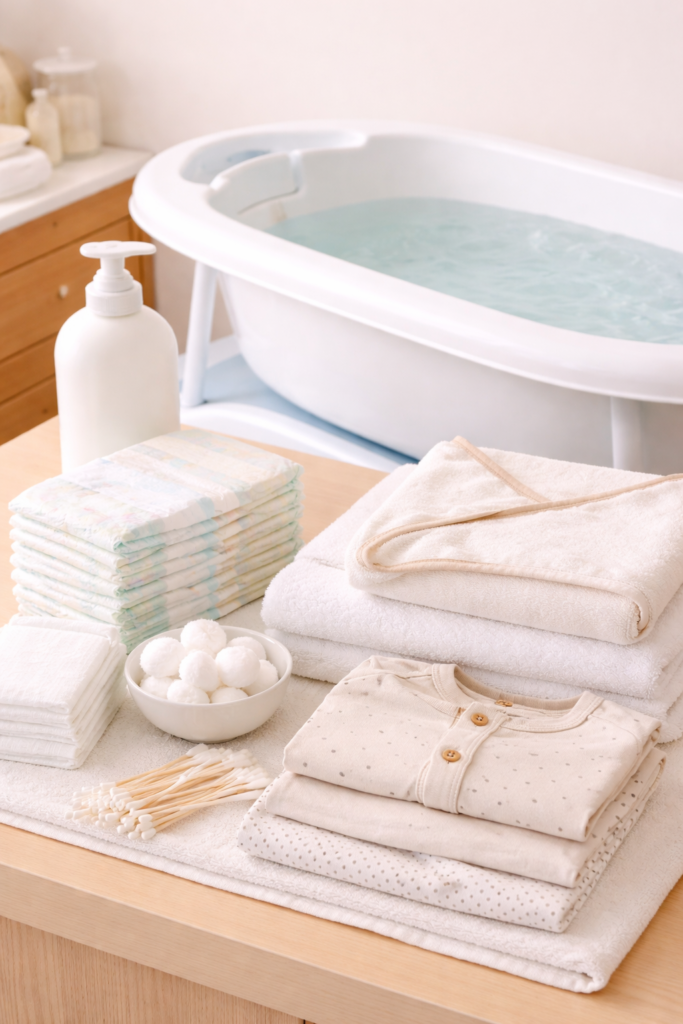 Banho do recém- nascido: Guia completo 3 Materiais para o banho do recém- nascido